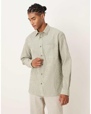 ASOS Relaxed Seersucker Shirt - Natural
