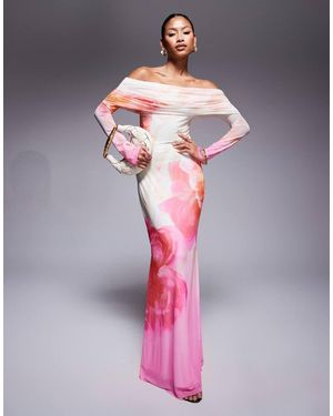 AFRM Bardot Long Sleeve Maxi Dress - Pink