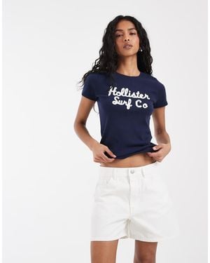 Pieces Mid Waist Denim Shorts - Blue