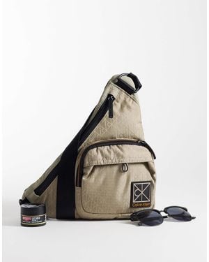 Calvin Klein Utility Emblem Print Crossbody Bag - Natural