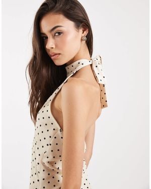 Vero Moda Halter Neck Polka Dot Mini Dress - Natural