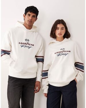 ASOS Relaxed Hoodie With Goodyear Print - Natural