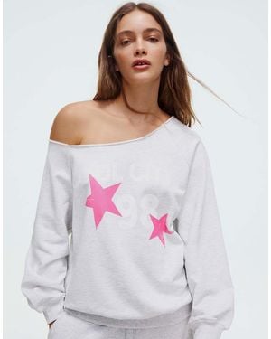 Bershka Asymmetric Print Sweatshirt - Grey
