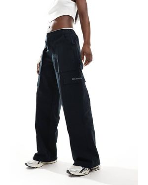Columbia Pantalones Negros De Tejido Antidesgarros De Algodón Brea Falls De - Azul