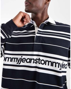 Tommy Hilfiger Branded Relaxed Fit Rugby Shirt - Blue