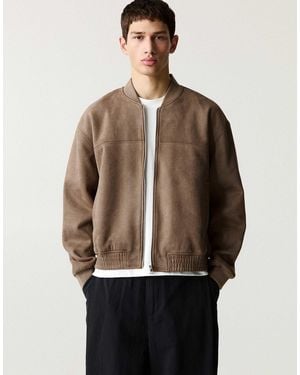Pull&Bear – bomberjacke aus wildlederimitat - Natur
