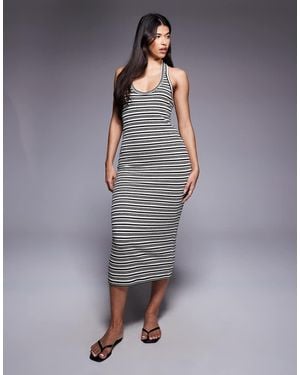 River Island Striped Halterneck Dress - Grey