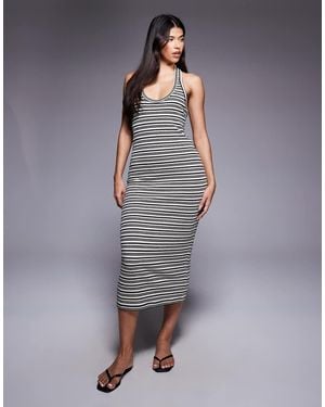 River Island Striped Halterneck Dress - Grey