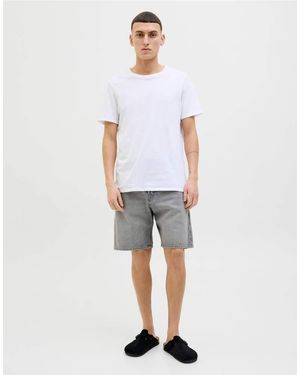 Jack & Jones Pantaloncini Di Jeans Grigi - Bianco