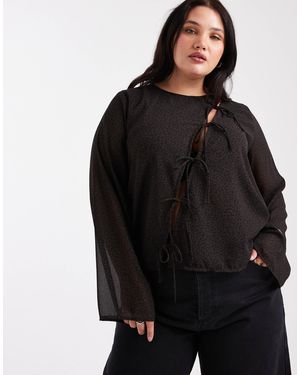 ONLY Asymmetric Tie Detail Top - Black