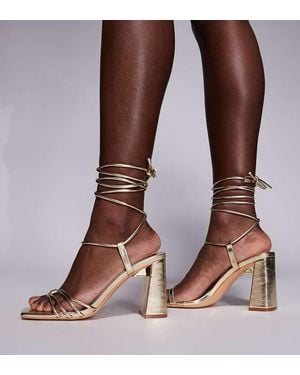 Public Desire Bergamot Tie Leg Block Heeled Sandals - Brown