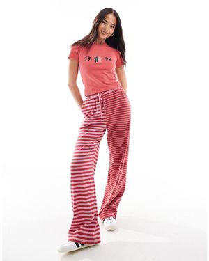 Daisy Street Contrast Colour Pull On Trouser - Red