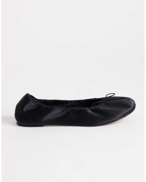 TOPSHOP Bailarinas De Punta Redonda Dorothy En Satén - Negro