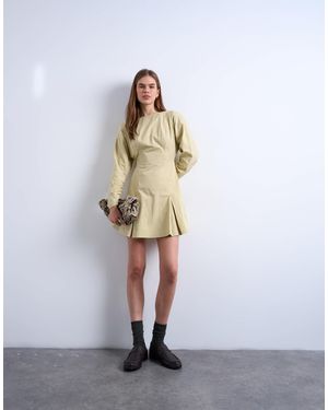 TOPSHOP Structured Flippy Hem Mini Dress - White