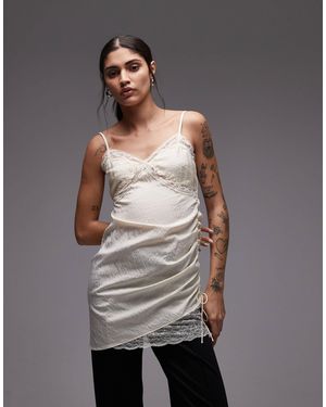 ASOS Cami Lace Trim Satin Slip Mini Dress - Gray