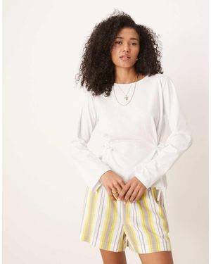 ASOS Cinched Tie Side Long Sleeve Top - White