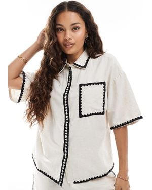 Vero Moda Oversized Shirt Co-ord With Contrast Stitching - White