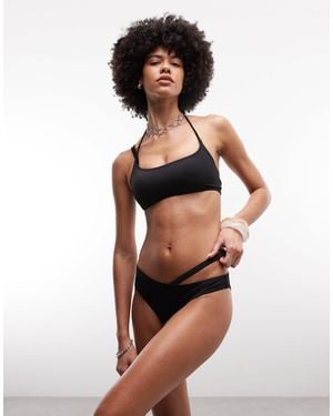 Monki – asymmetrische bikinihose - Schwarz