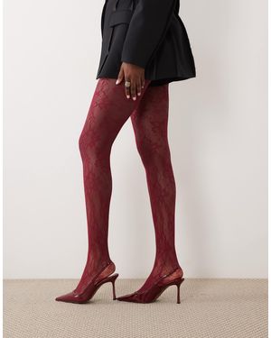 Kaiia – exklusive, transparente strumpfhose aus spitze - Rot