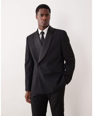 ASOS Slim Suit Jacket With Tonal Micro Checkerboard Weave - Blue