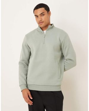 Brave Soul Funnel Neck 1/4 Zip Sweatshirt - Grey