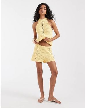 ASOS Crochet Knit Micro Short Co-ord - Natural