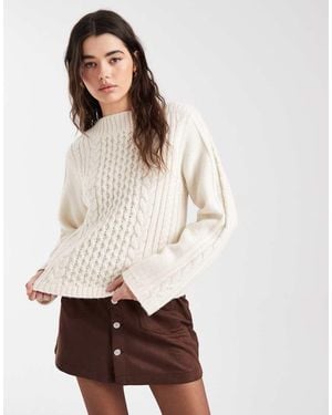 New Look Cable Wide Sleeve Jumper - Natural