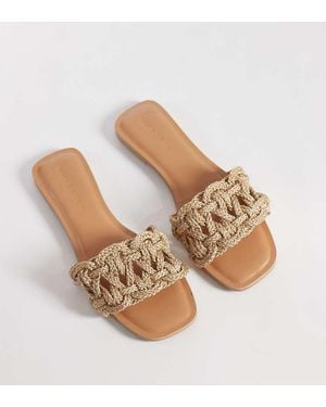ASOS Wide Fit Faina Weave Flat Sandal - Natural