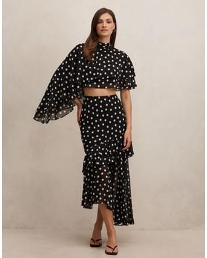 Forever New – asymmetrischer chiffon-midirock - Schwarz