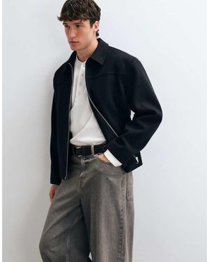 ASOS Zip Through Wool Look Jacket - Blue