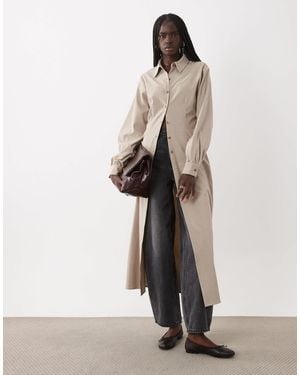 ASOS Kariertes maxihemd - Weiß