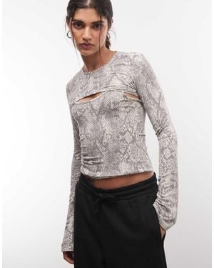 Monki 2-in-1 Layered Long Sleeve Top - Grey