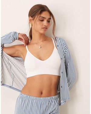 New Look Seamless Rib Bralette - White