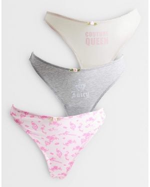 Juicy Couture 3er-pack tangas mit logo-print - Grau