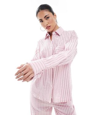 Threadbare Camisa A Rayas Extragrande Con Botones De (Parte De Un Conjunto) - Rosa