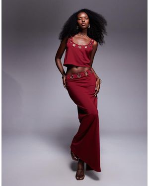 South Beach Falda Playera Larga Con Detalle De Ojales De -Rojo