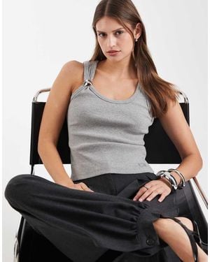 laagam Eden Tank Top With Buckle Detail - Grey