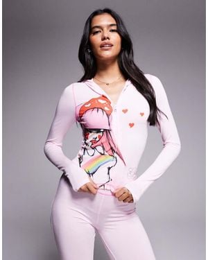 I.AM.GIA X Fafi Blare Fafinettes Graphic Zip Through Diamante Logo Hoodie Co-Ord - Grey