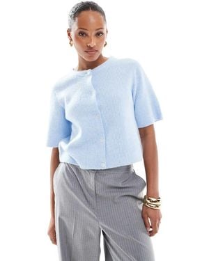 Pieces Soft Knit Short Sleeve Cardigan - Blue