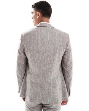 River Island Slim Linen Suit Jacket - Gray