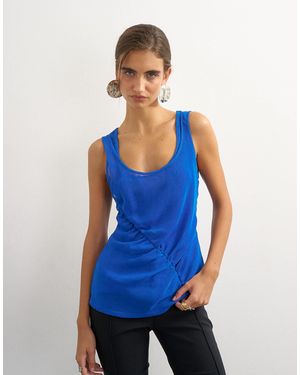 TOPSHOP Mesh Ruched Tunic Layered Vest - Blue