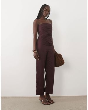 Mango Jumpsuit aus leinenmix mit schulterfreiem schnitt - Rot