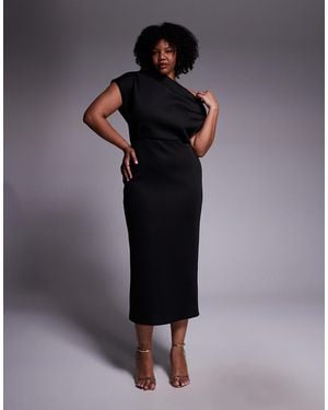 ASOS Asos Design Curve Dramatic Neckline Midi Dress - Black