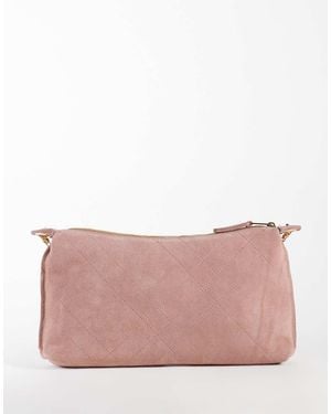 Mango 100% Leather Suede Shoulder Bag With Chain Strap - Pink