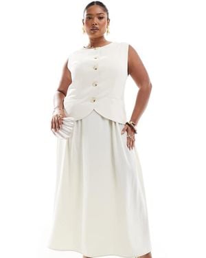 Renee Studio Plus Exclusive Tailored Waistcoat Maxi Dress - White