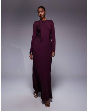 DASKA Ruched Maxi Dress - Purple