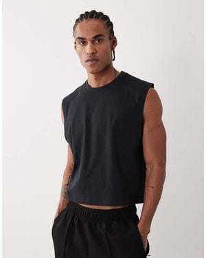 4505 Cotton Cropped Lifting Tank With Quick-dry Finish - Blue