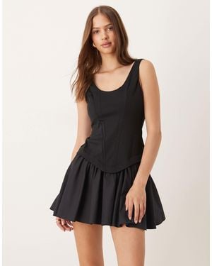 ASOS Corset Seam Detail Dropped Waist Mini Dress - Black