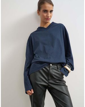 TOPSHOP Skatertop Met V-Hals En Lange Mouwen - Blauw