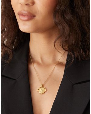 Accessorize Z - collier avec pendentif médaillon tournant en plaqué or 14 carats - Noir